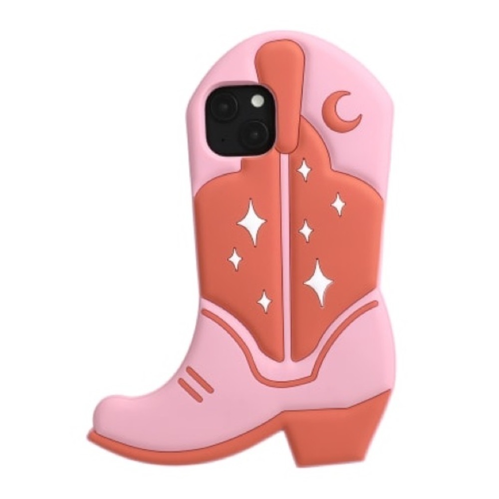iPhone 14 Pro Max Phone Case 3D Cowboy boots Orange Pink Cowgirl Boot western